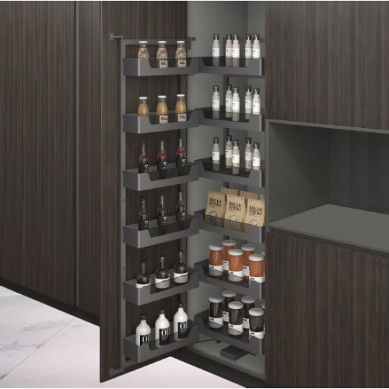 Kitchen Pantry Unit - Soft Close - Glass (With set of 6 + 6 Shelves)
