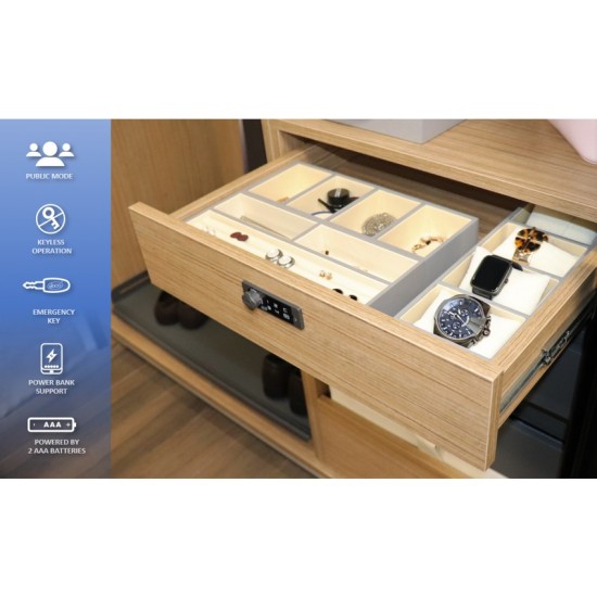 Touch Pad Combination Lock - Wood (Left)