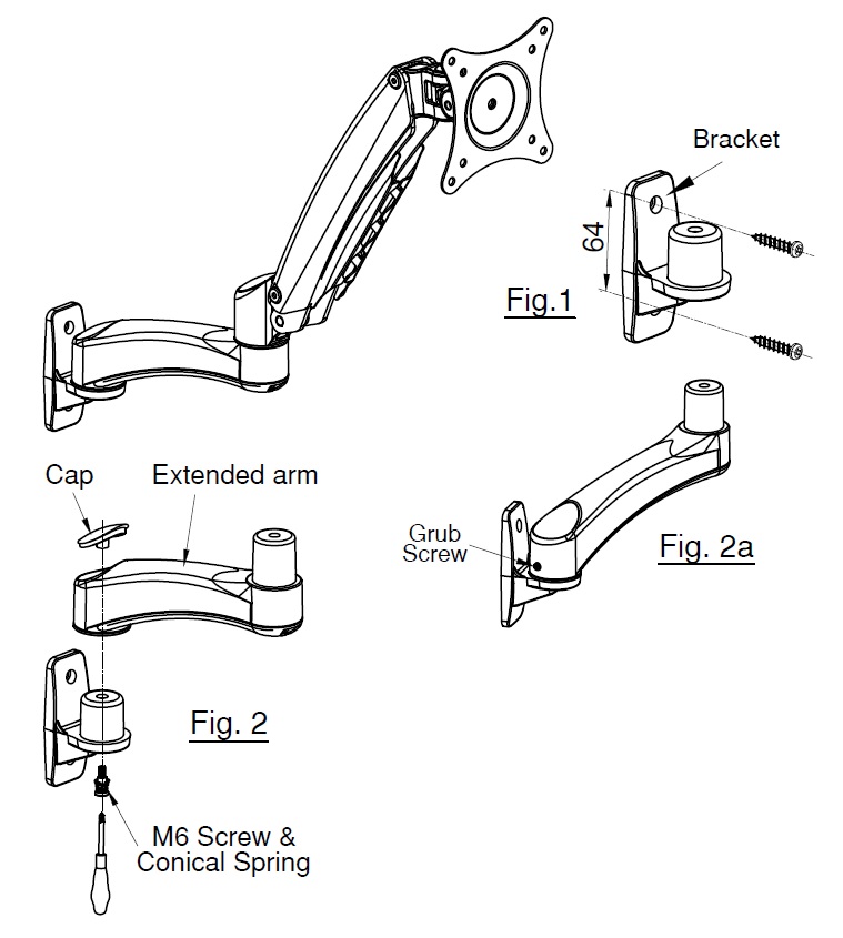 CMA - Single Extended Arm Wall Mount