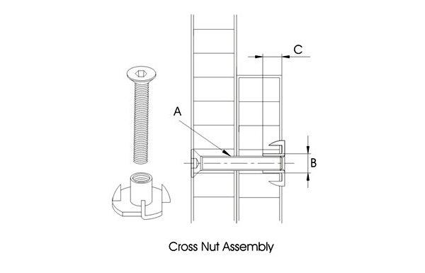 Ebco Cross Nut - Barrel Nut - Sleeve Nut